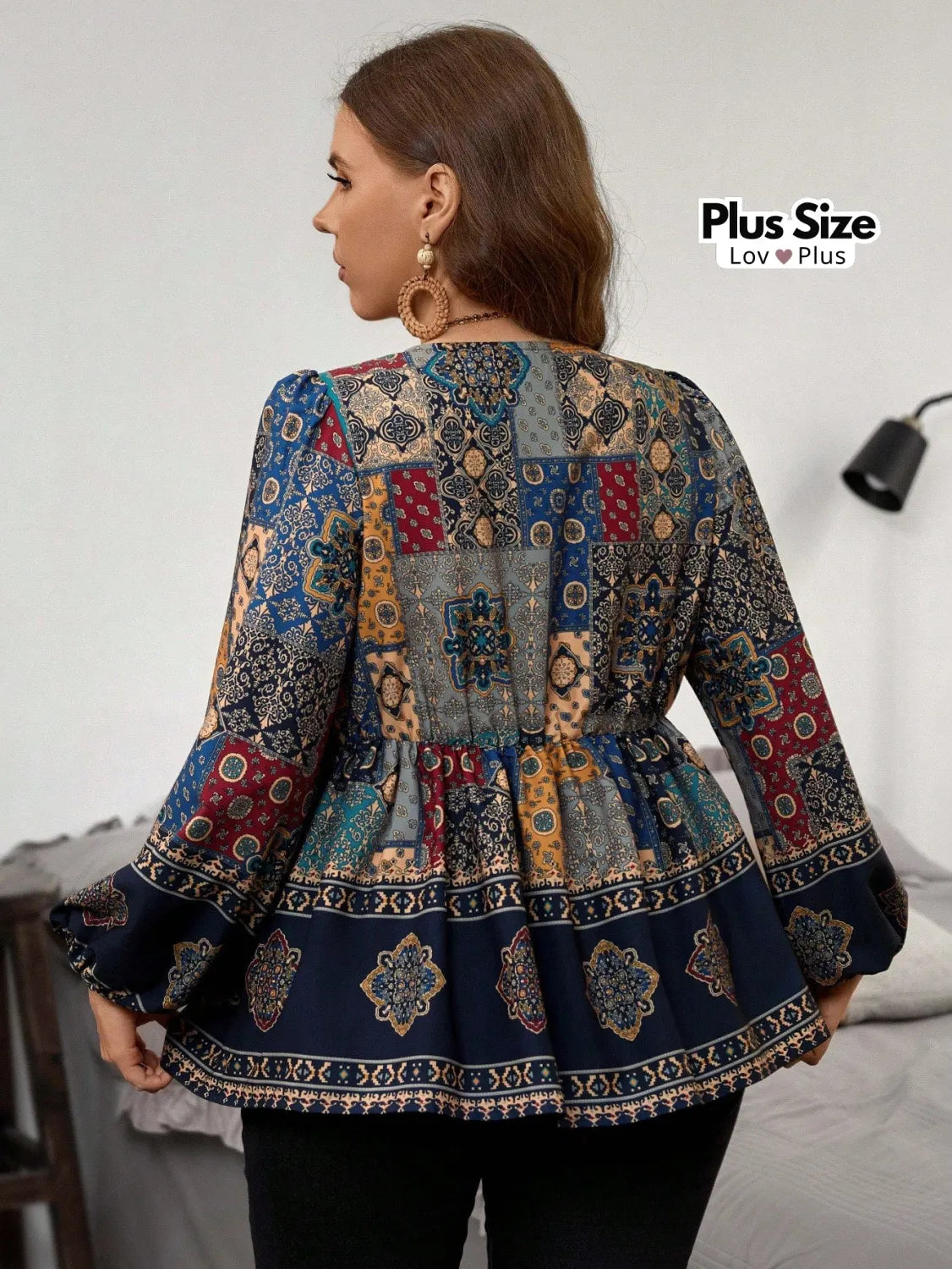 Bata Boho de Manga Longa Plus Size Blusas Plus Size
