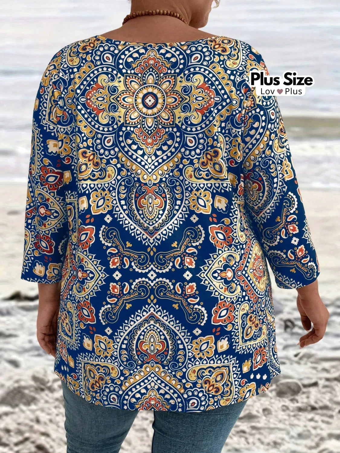 Blusa Comprida de Manga Longa Boho Plus Size Blusas Plus Size