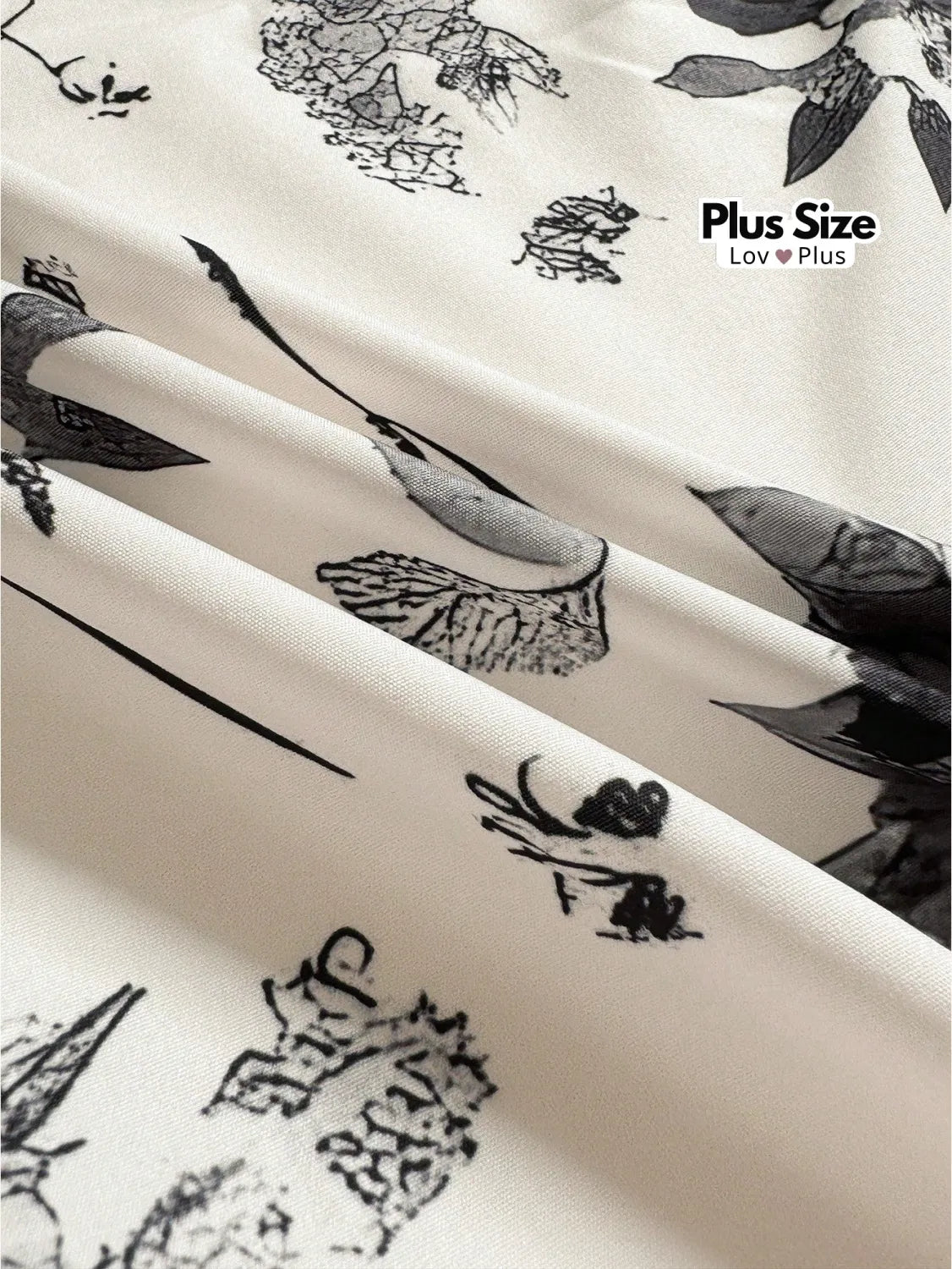 Blusa Estampada com Manga Pétala Plus Size Blusas Plus Size