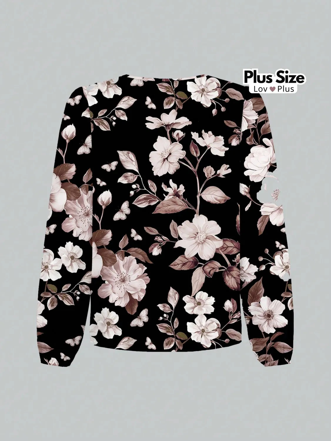 Blusa Estampada Manga Longa Plus Size Blusas Plus Size