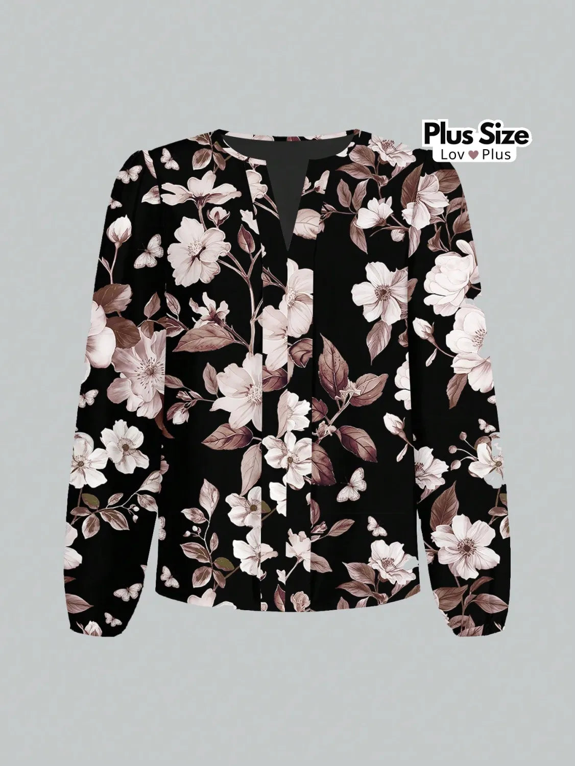 Blusa Estampada Manga Longa Plus Size Blusas Plus Size