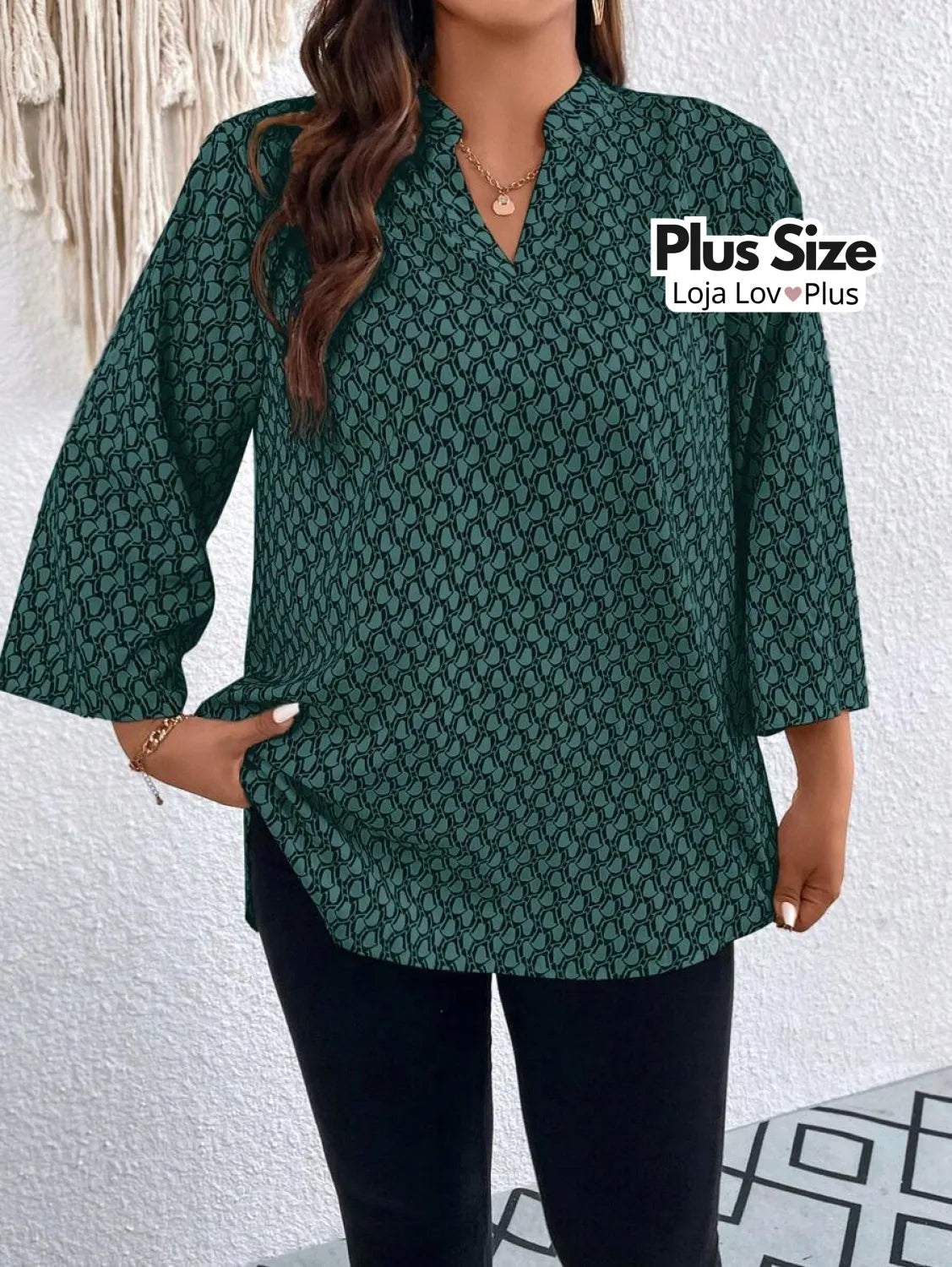 Blusa Plus Size Longa com Manga Dobrável Blusas Plus Size