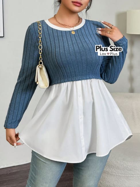 Blusa Soltinha com Sobreposição Plus Size - Tags: Blusas Plus Size