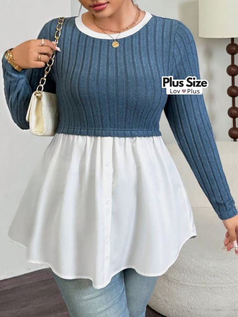 Blusa Soltinha com Sobreposição Plus Size - Tags: Blusas Plus Size