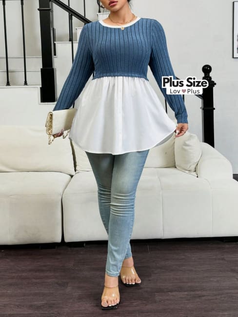 Blusa Soltinha com Sobreposição Plus Size - Tags: Blusas Plus Size