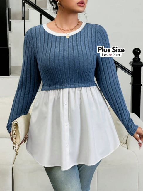 Blusa Soltinha com Sobreposição Plus Size - Tags: Blusas Plus Size