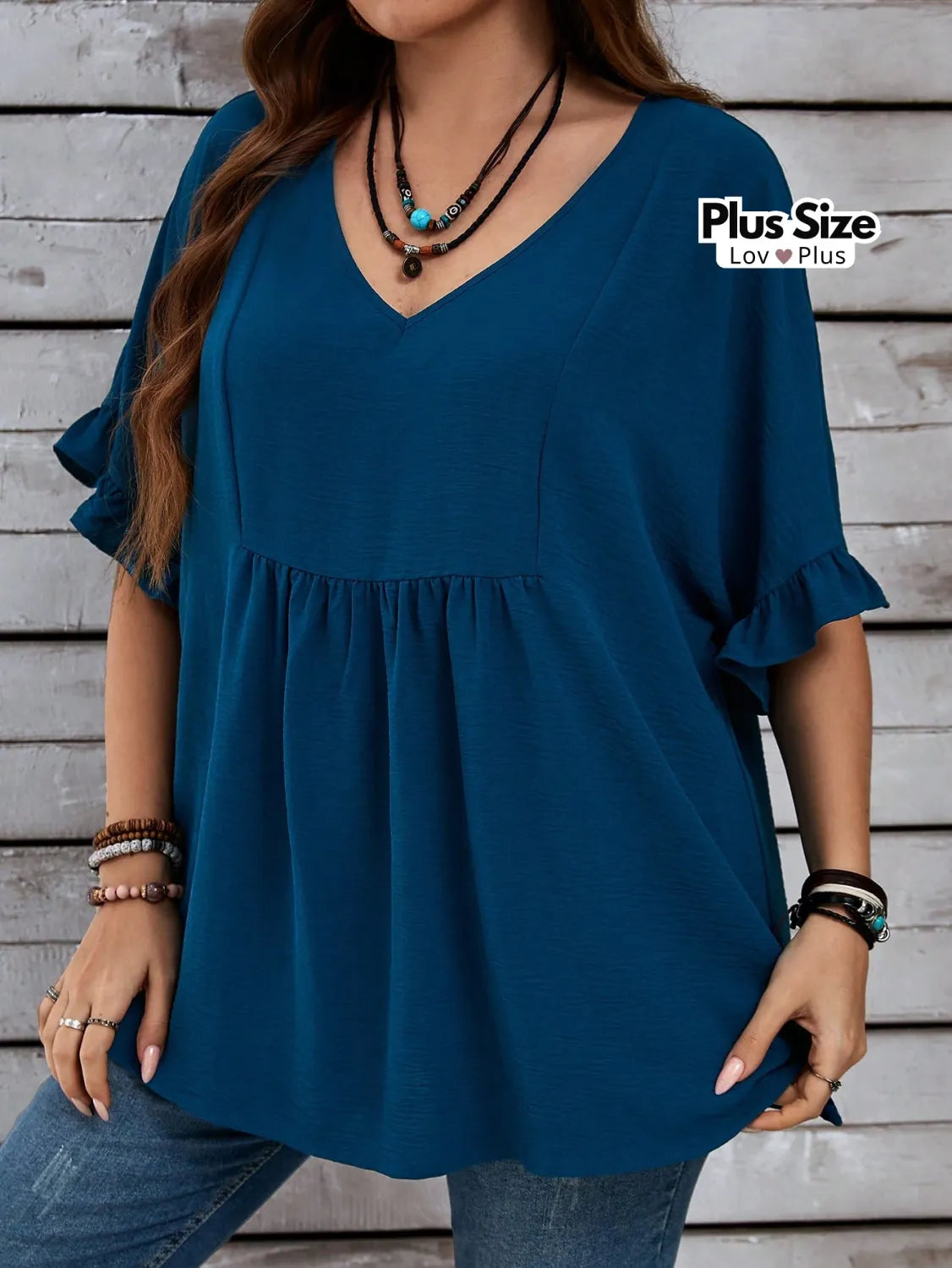 Blusa Soltinha Plus Size Estilosa G / Azul Blusas Plus Size