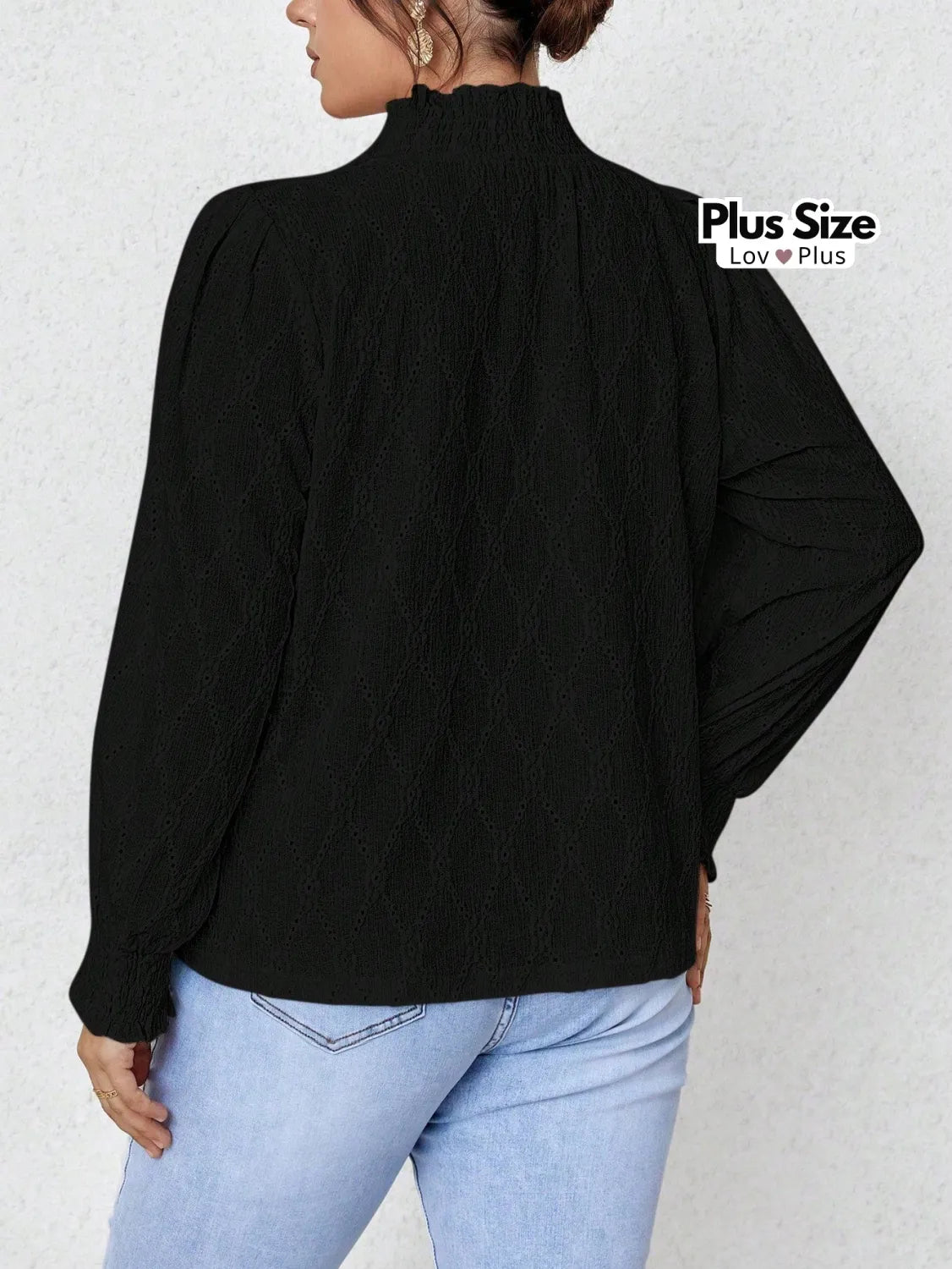 Blusa tipo Bordada Plus Size de Gola Alta Blusas Plus Size