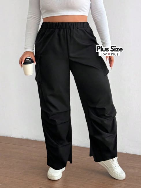 Calça cargo plus size, calça cargo plus size preta, calça esportiva plus size, calça plus, calça preta cargo plus size, calça reta plus, Calças plus size, flexify, logo , LovPlus