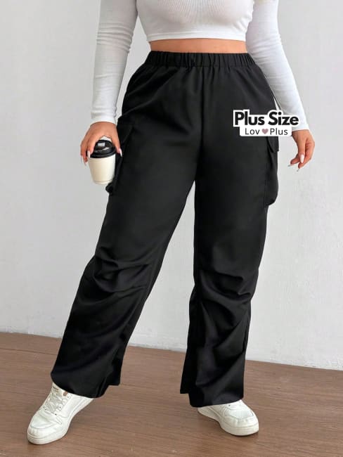 Calça cargo plus size, calça cargo plus size preta, calça esportiva plus size, calça plus, calça preta cargo plus size, calça reta plus, Calças plus size, flexify, logo , LovPlus