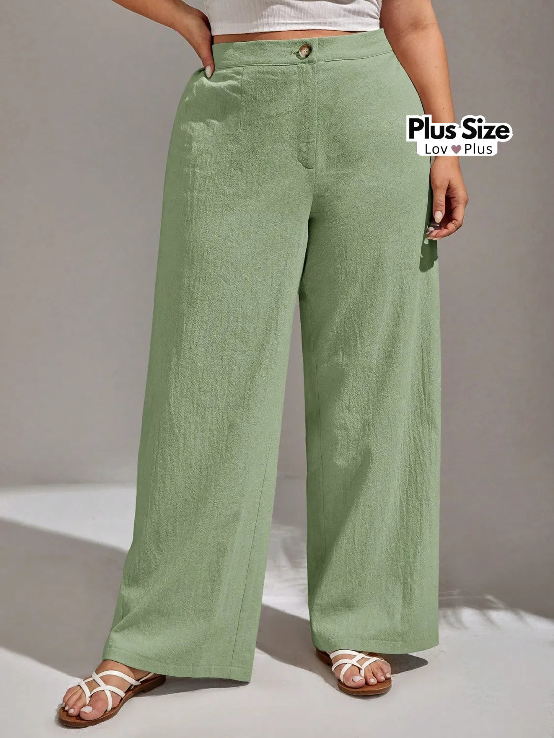 Calça Lisa de Linho Soltinha Plus Size Calças