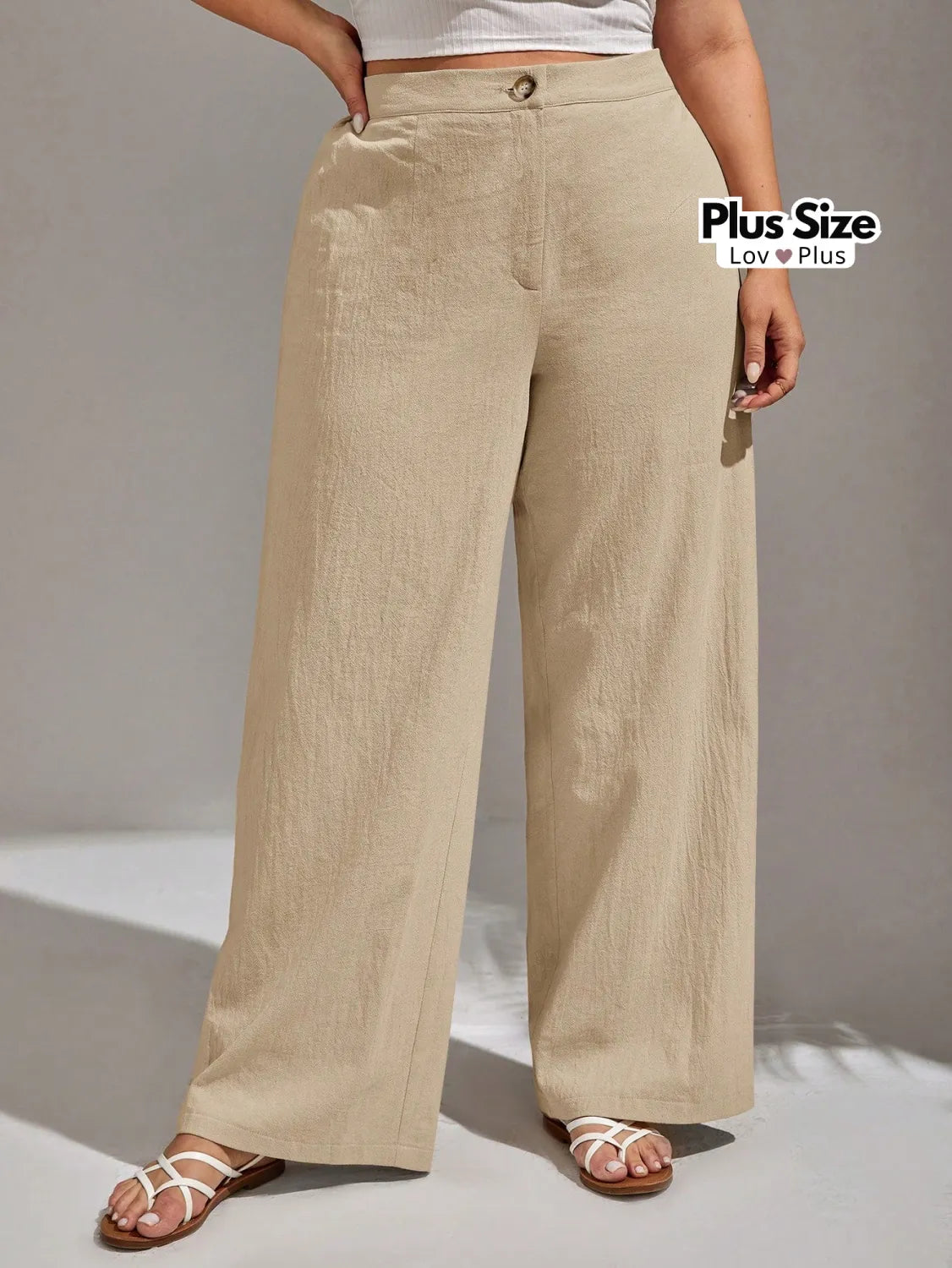 Calça Lisa de Linho Soltinha Plus Size Calças