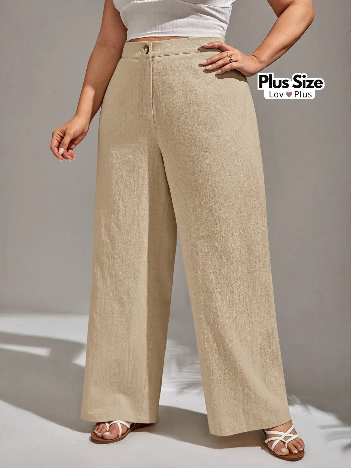 Calça Lisa de Linho Soltinha Plus Size Calças