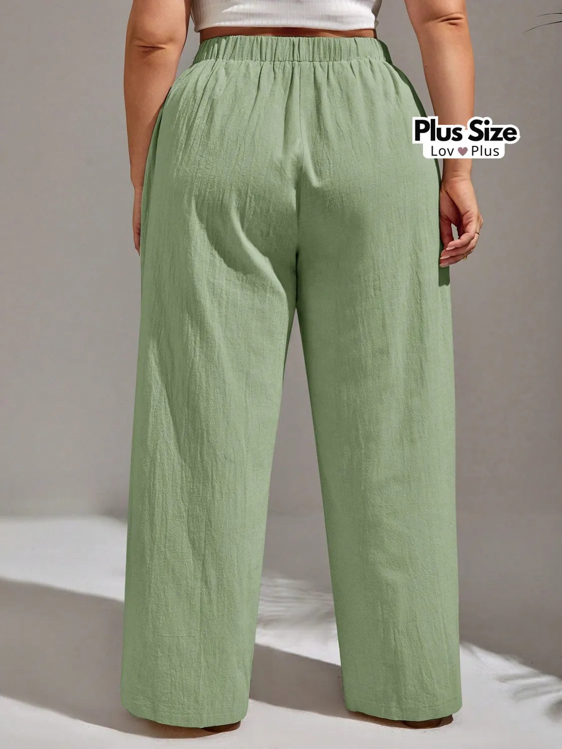 Calça Lisa de Linho Soltinha Plus Size Calças