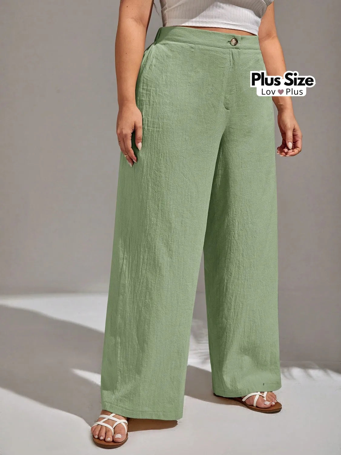 Calça Lisa de Linho Soltinha Plus Size Calças
