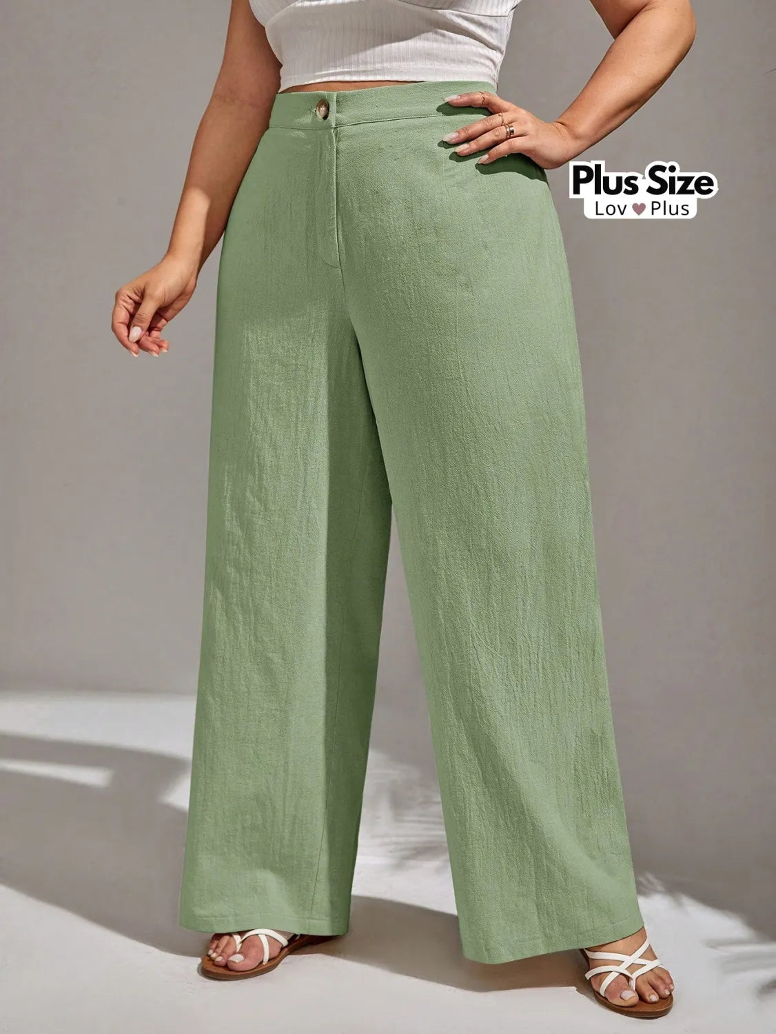Calça Lisa de Linho Soltinha Plus Size Calças