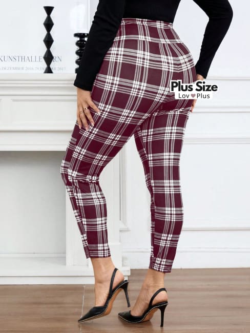 Calça Xadrez Confortável Plus Size