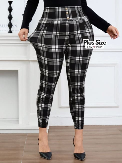 Calça Xadrez Confortável Plus Size