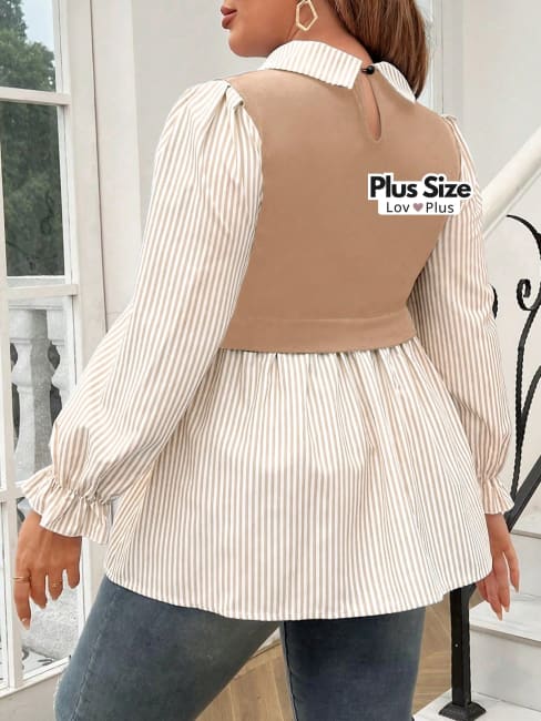 Camisa Elegante Plus Size 2 em 1 - Tags: Blusas Plus Size