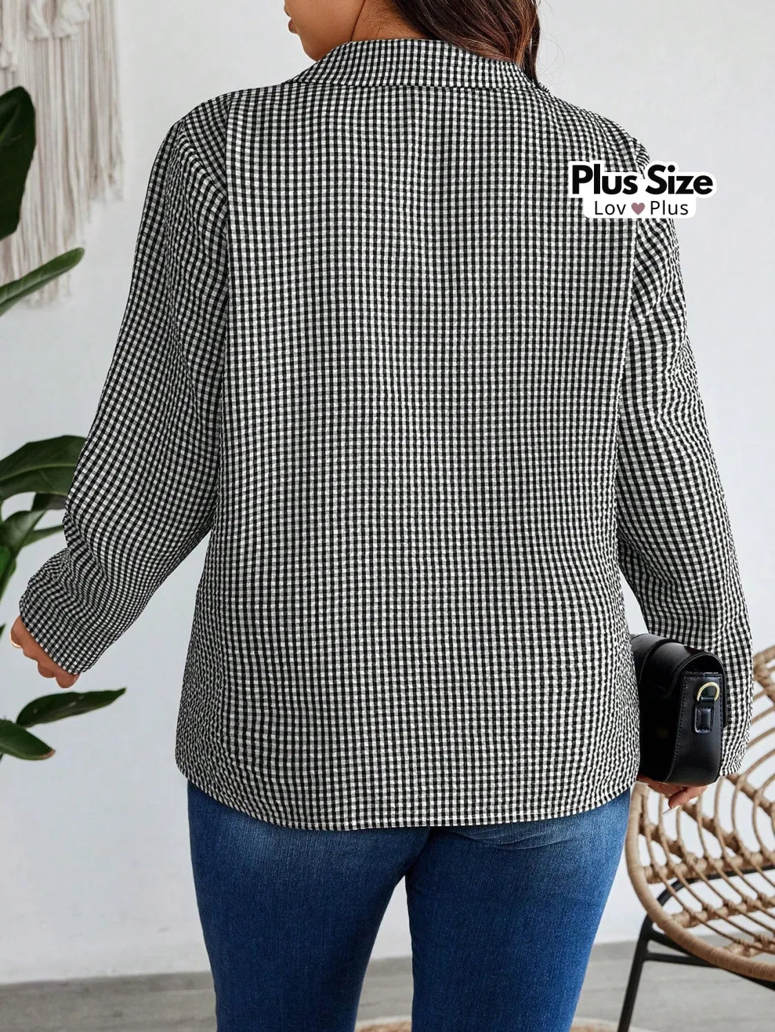 Camisa Plus Size Estilosa de Manga Longa Blusas Plus Size