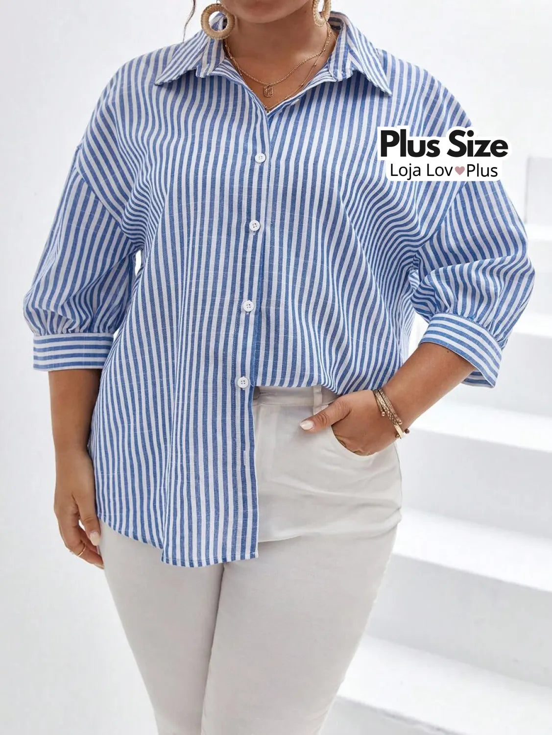 Camisa Plus Size Social de Botões Blusas Plus Size