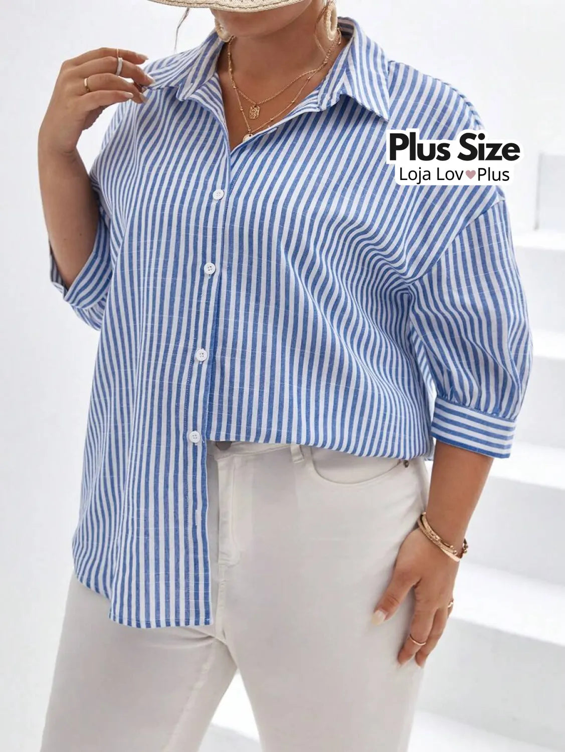 Camisa Plus Size Social de Botões Blusas Plus Size