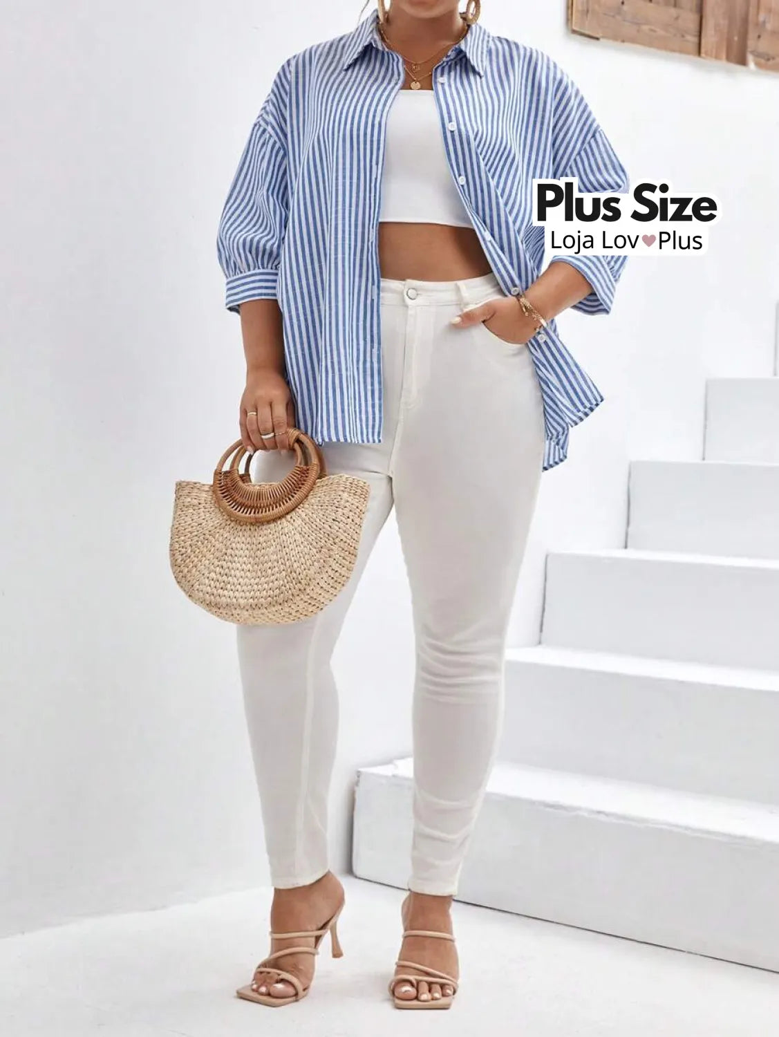 Camisa Plus Size Social de Botões Blusas Plus Size