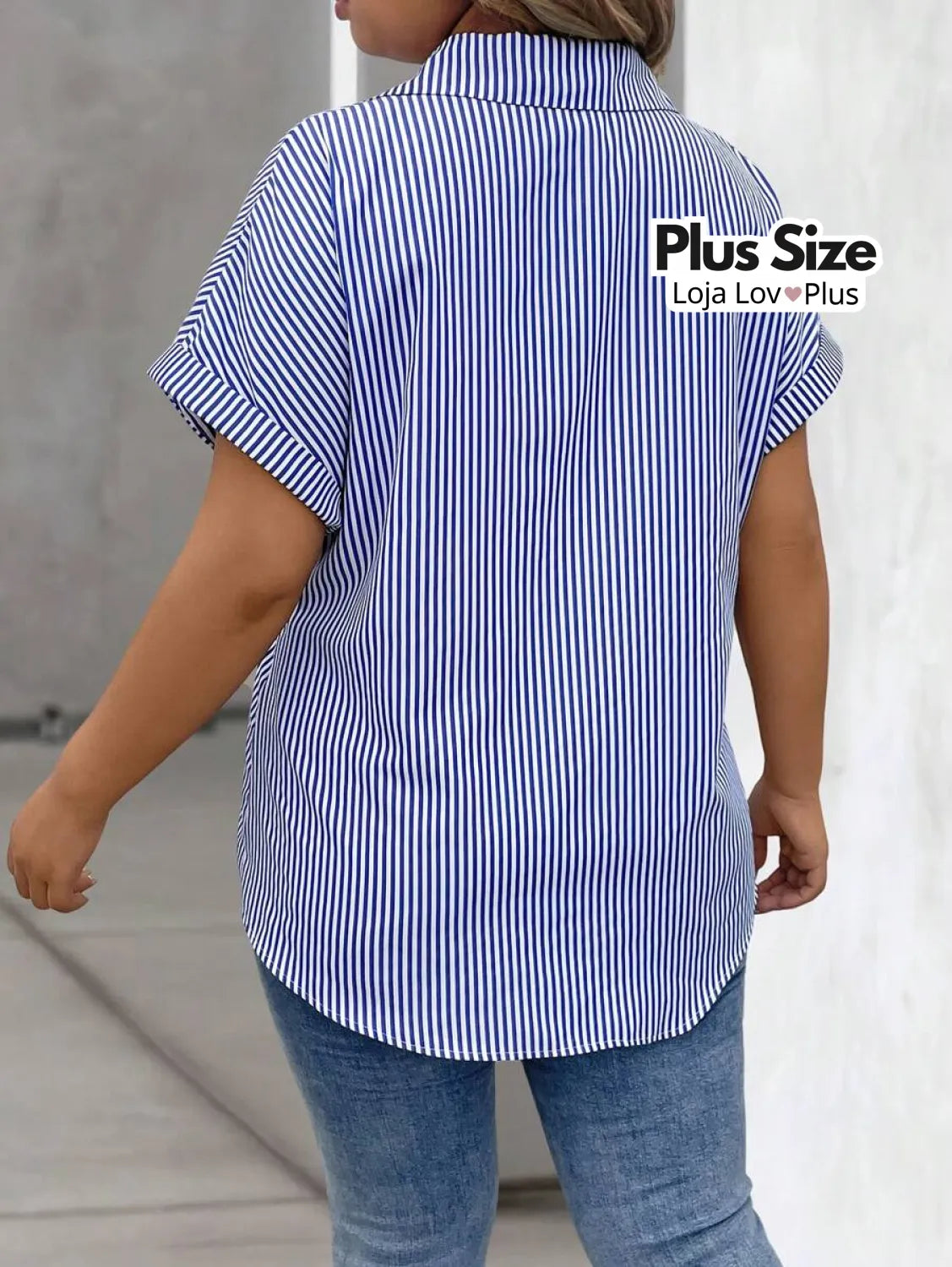 Camisa Plus Size Social de Manga Curta Blusas Plus Size