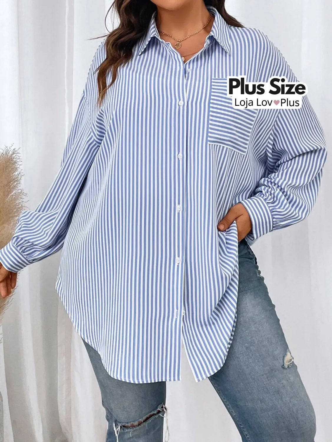 Camisa Plus Size Social Extra Longa Blusas Plus Size