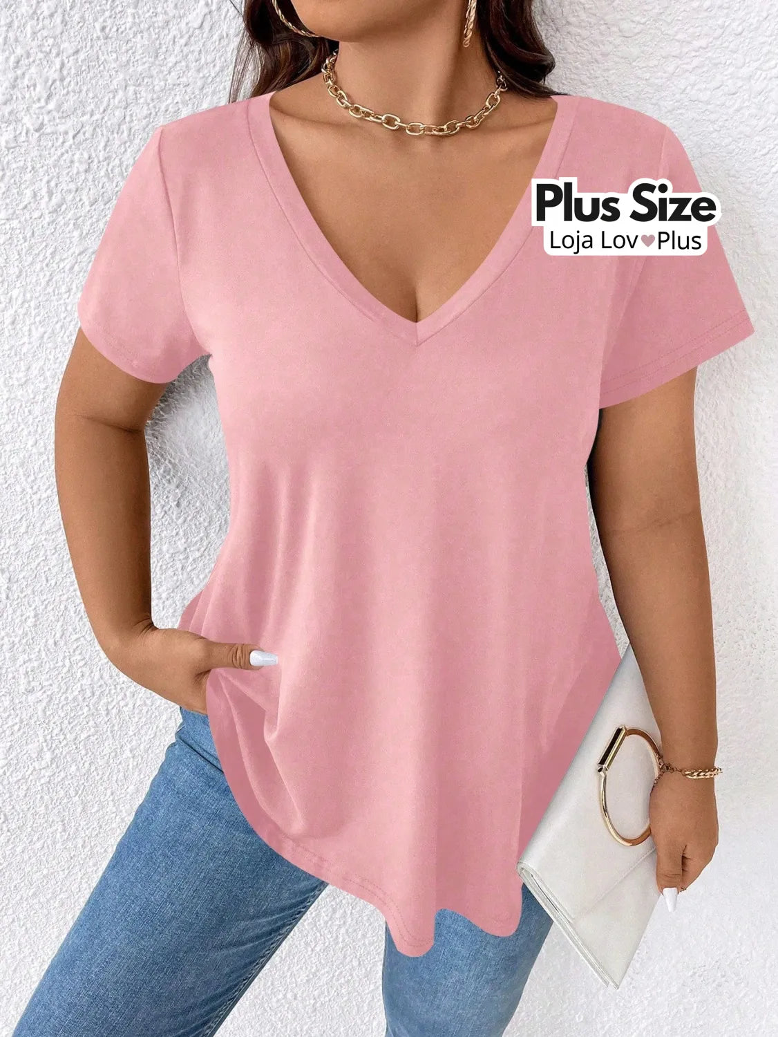 Camiseta Plus Size Básica G / Rosa Chiclete Blusas Plus Size