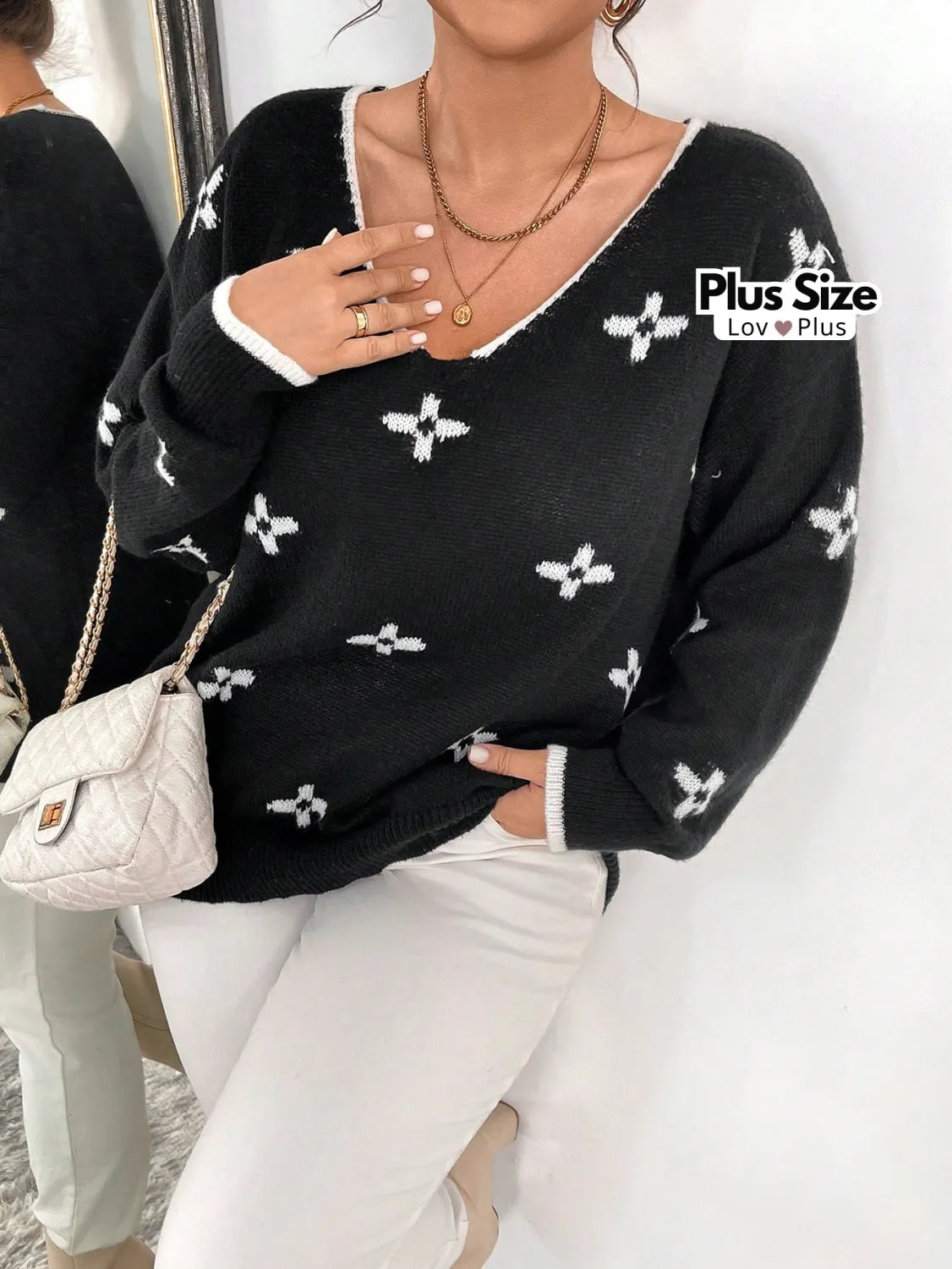 Cardigã Preto Plus Size Inspiração LV Blusas Plus Size