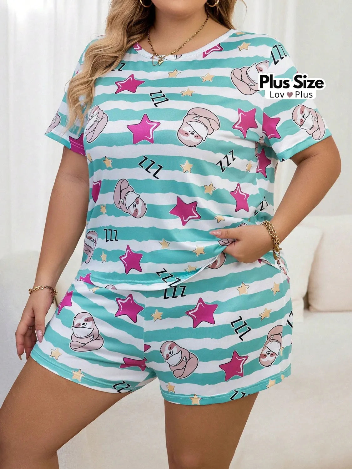 Pijama Feminino Curto Plus Size Estampado Pijamas Plus Size