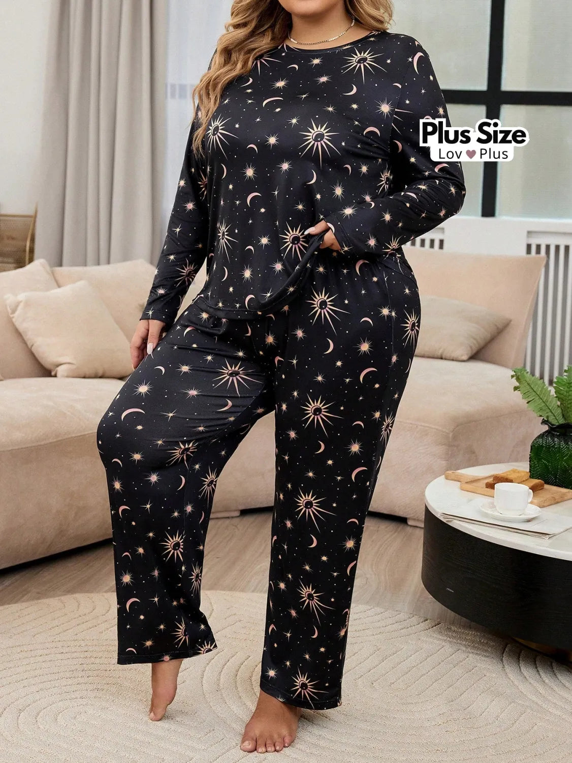 Pijama Feminino de Malha Fria Plus Size Noite Cósmica Pijamas Plus Size