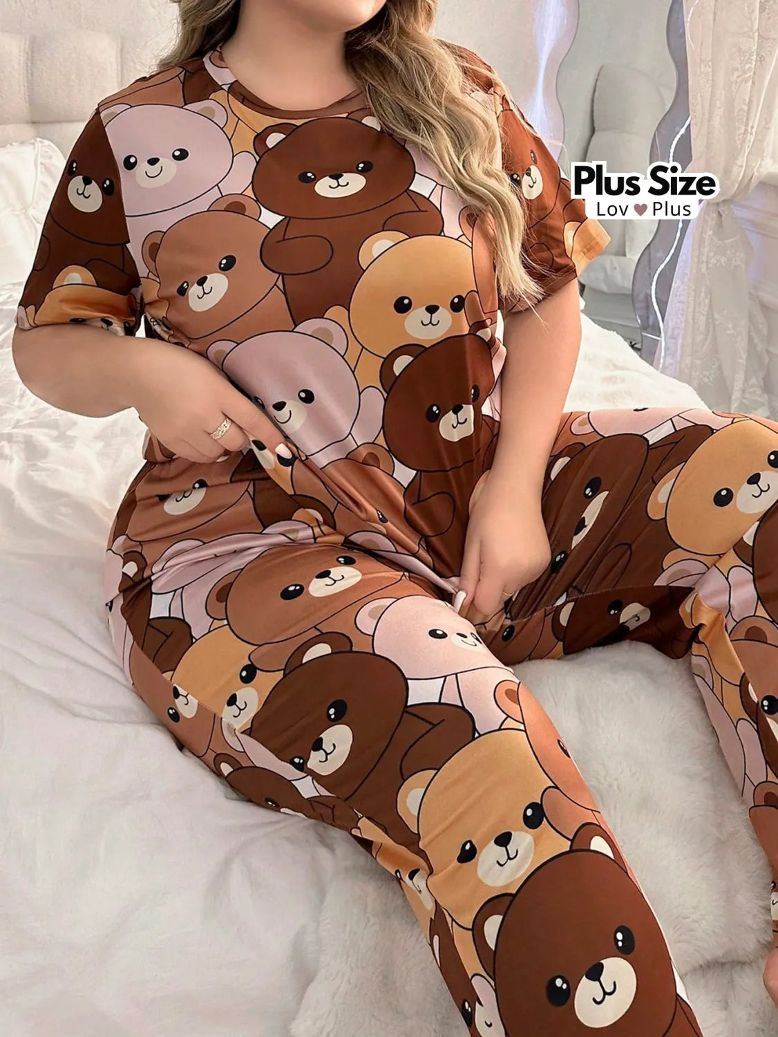 Pijama Feminino Plus Size Estampado 100% Confortável Pijamas Plus Size