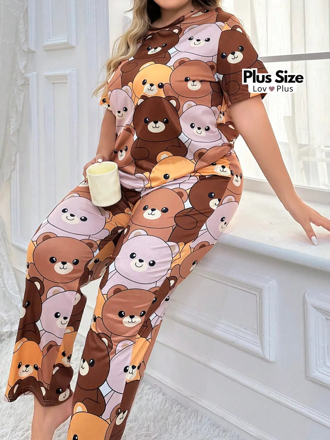 Pijama Feminino Plus Size Estampado 100% Confortável Pijamas Plus Size