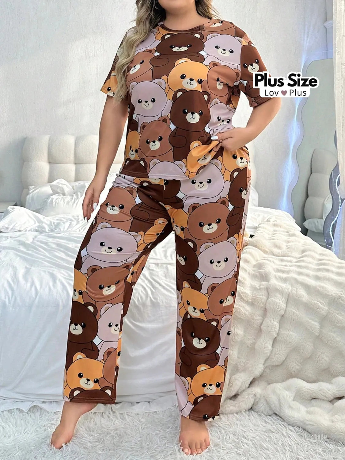Pijama Feminino Plus Size Estampado 100% Confortável Pijamas Plus Size