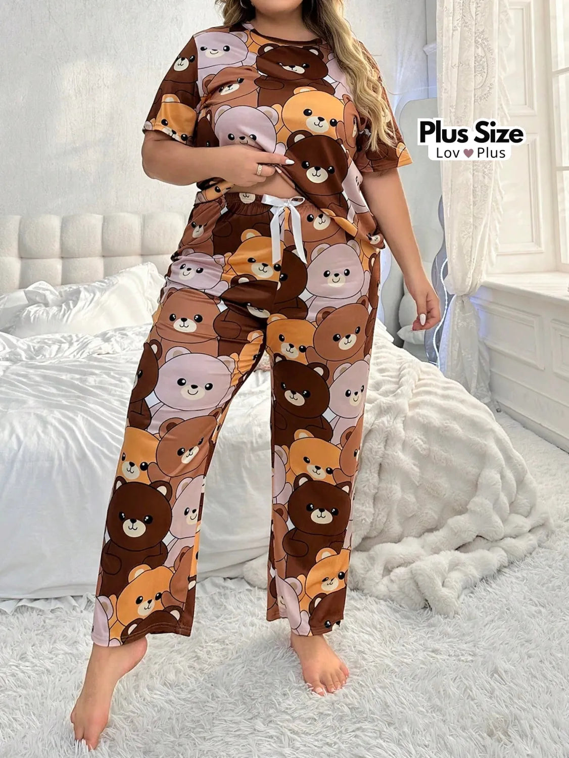 Pijama Feminino Plus Size Estampado 100% Confortável Pijamas Plus Size