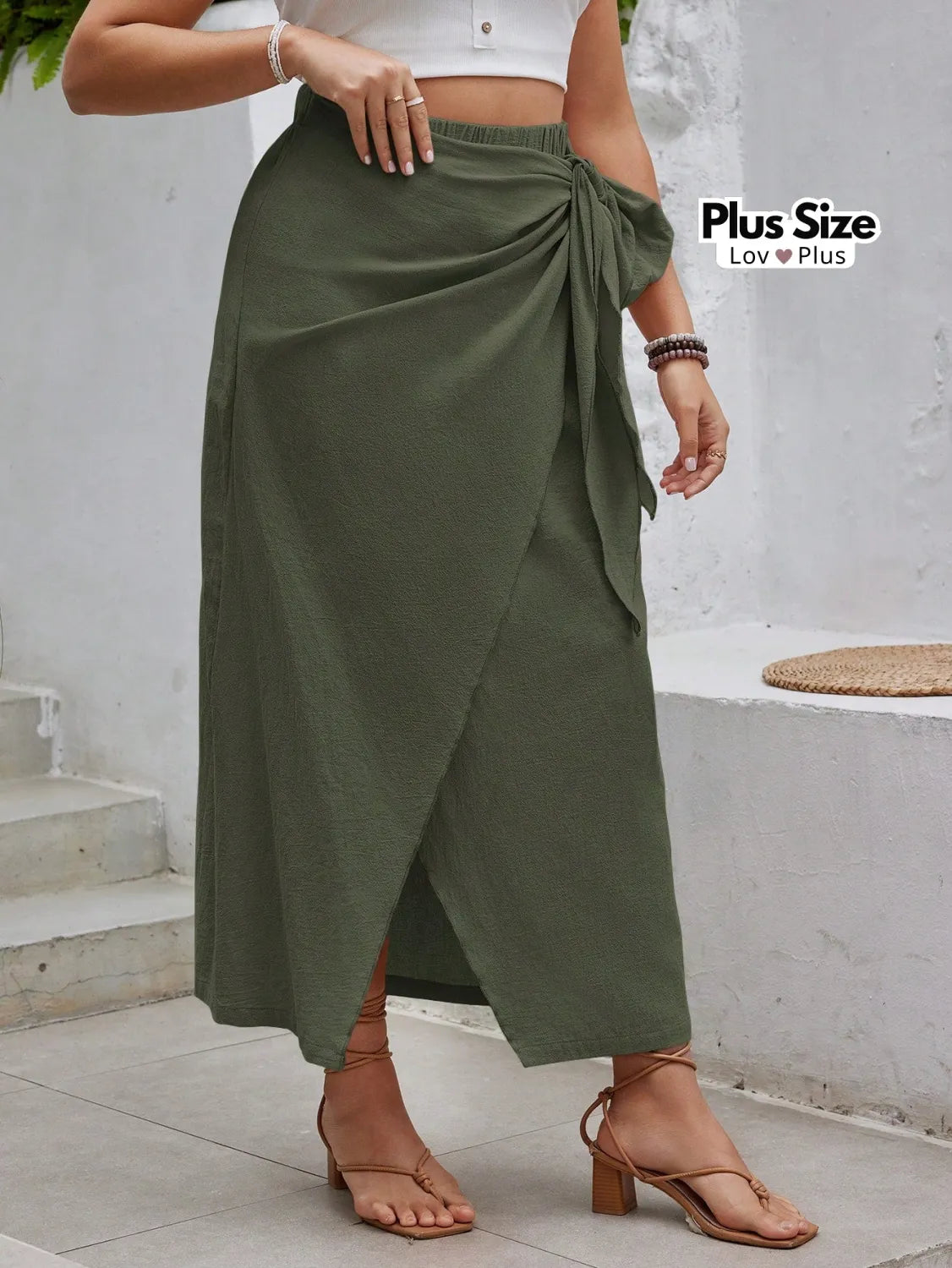 Saia Longa Transpassada Plus Size 100% Algodão Saias Plus Size