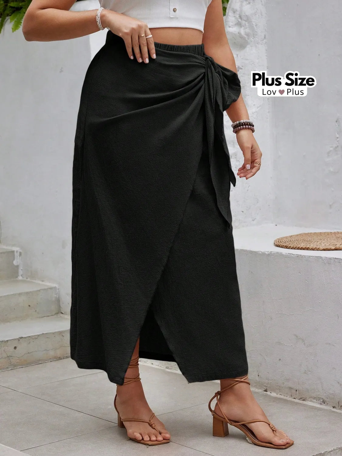 Saia Longa Transpassada Plus Size 100% Algodão Saias Plus Size