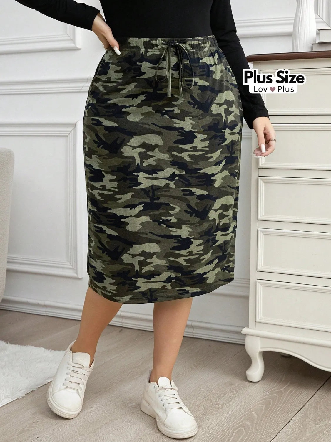 Saia Midi Plus Size Camuflada Saias Plus Size