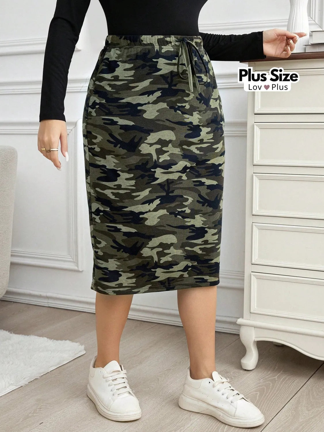 Saia Midi Plus Size Camuflada Saias Plus Size