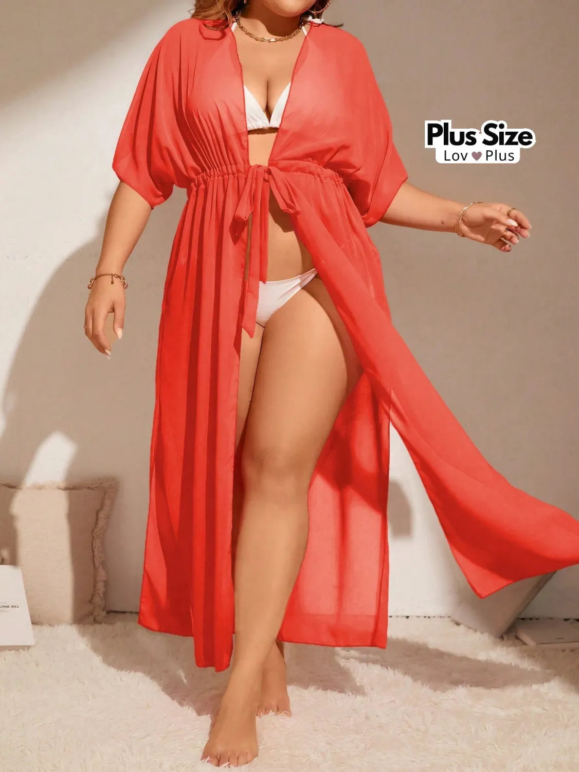 Saída de Praia Longa Plus Size Pink Saídas de Praia Plus Size