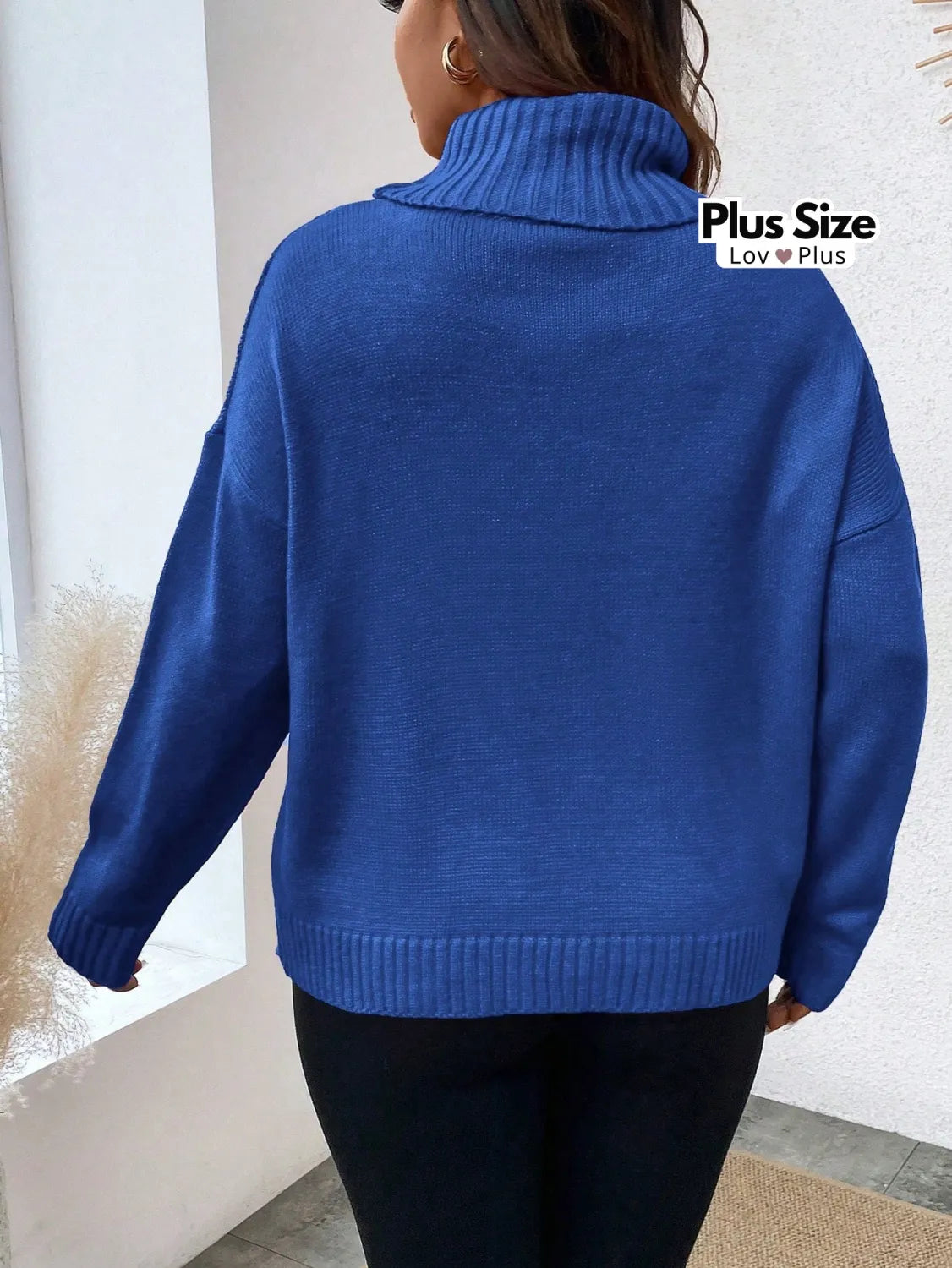Suéter de Tricô com Gola Alta Plus Size Várias Cores Suéter Plus Size