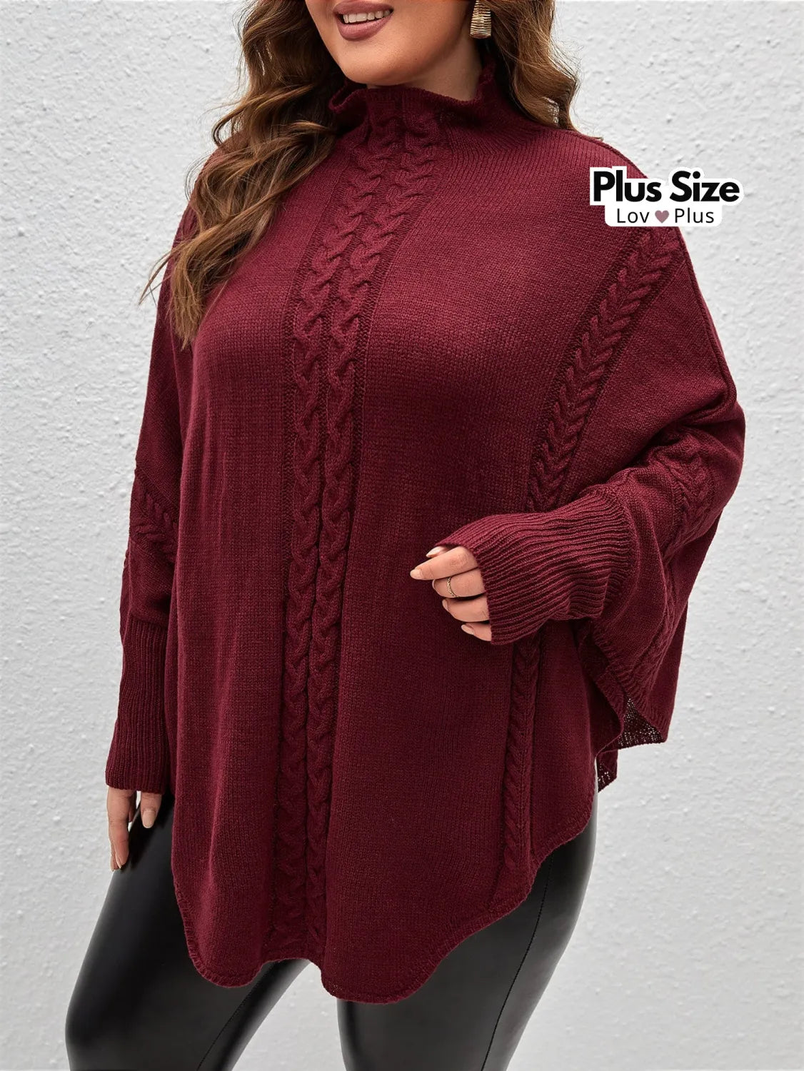 Suéter Longo Plus Size de Gola Alta Suéter Plus Size