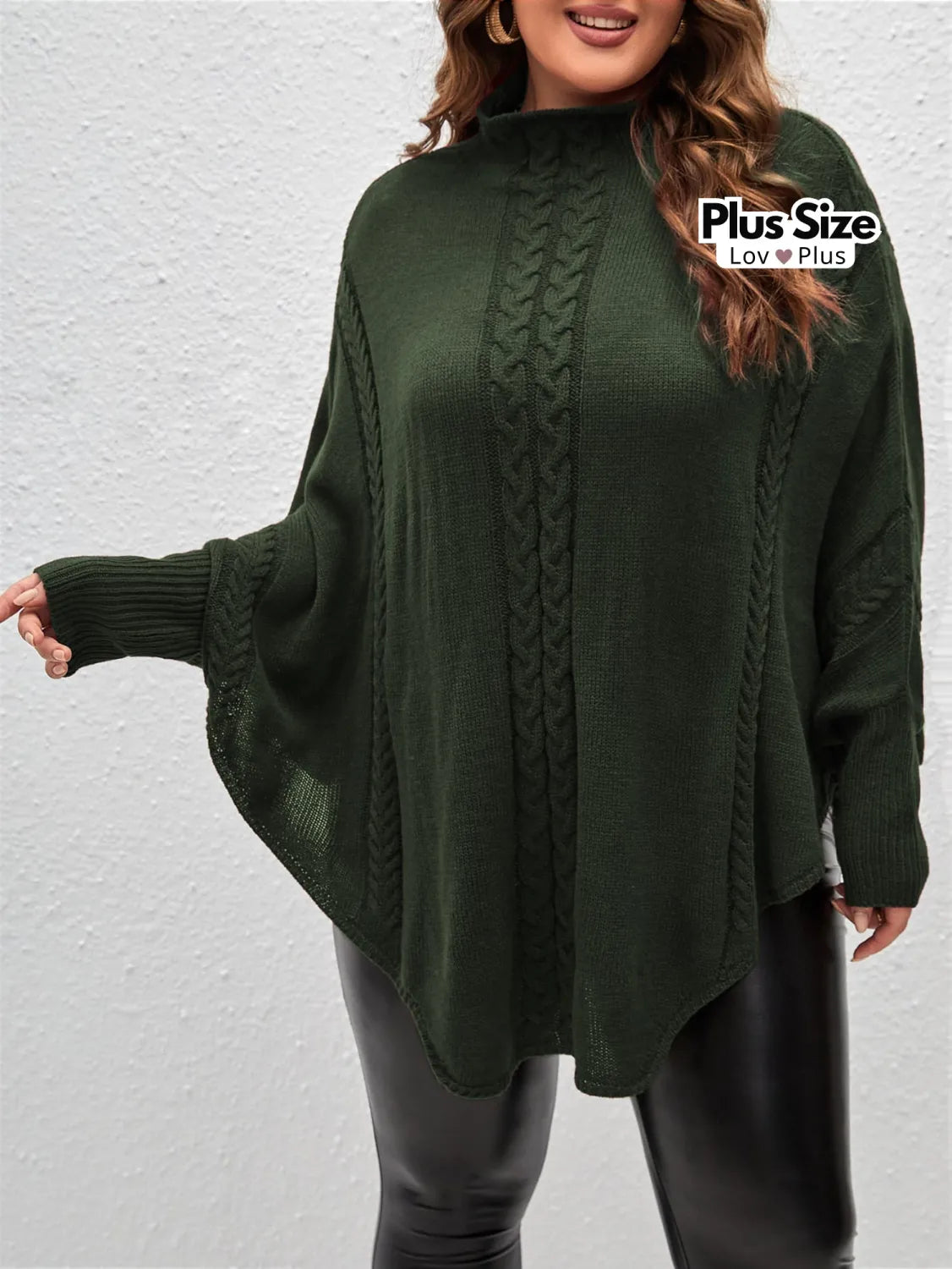 Suéter Longo Plus Size de Gola Alta Suéter Plus Size