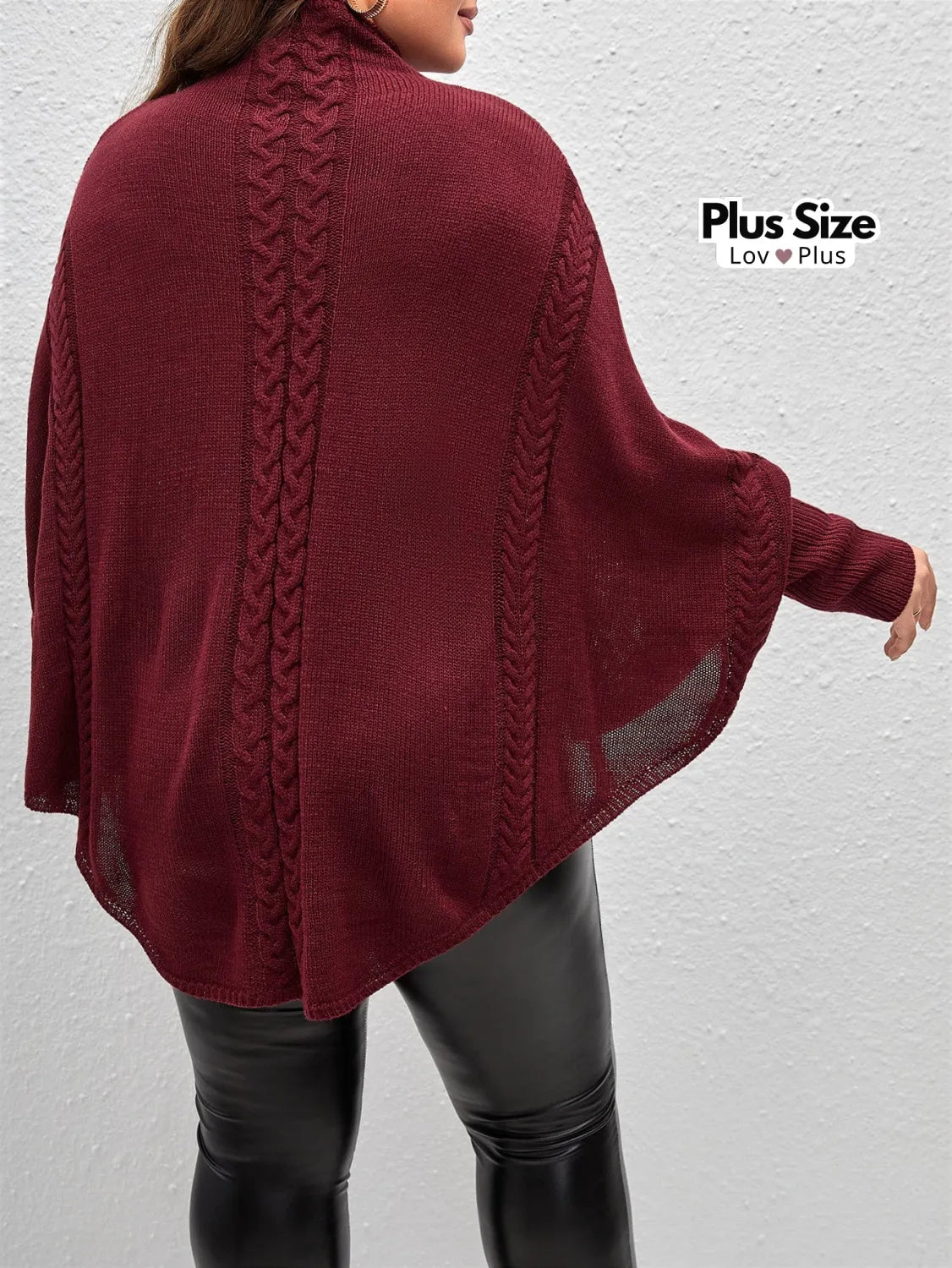 Suéter Longo Plus Size de Gola Alta Suéter Plus Size