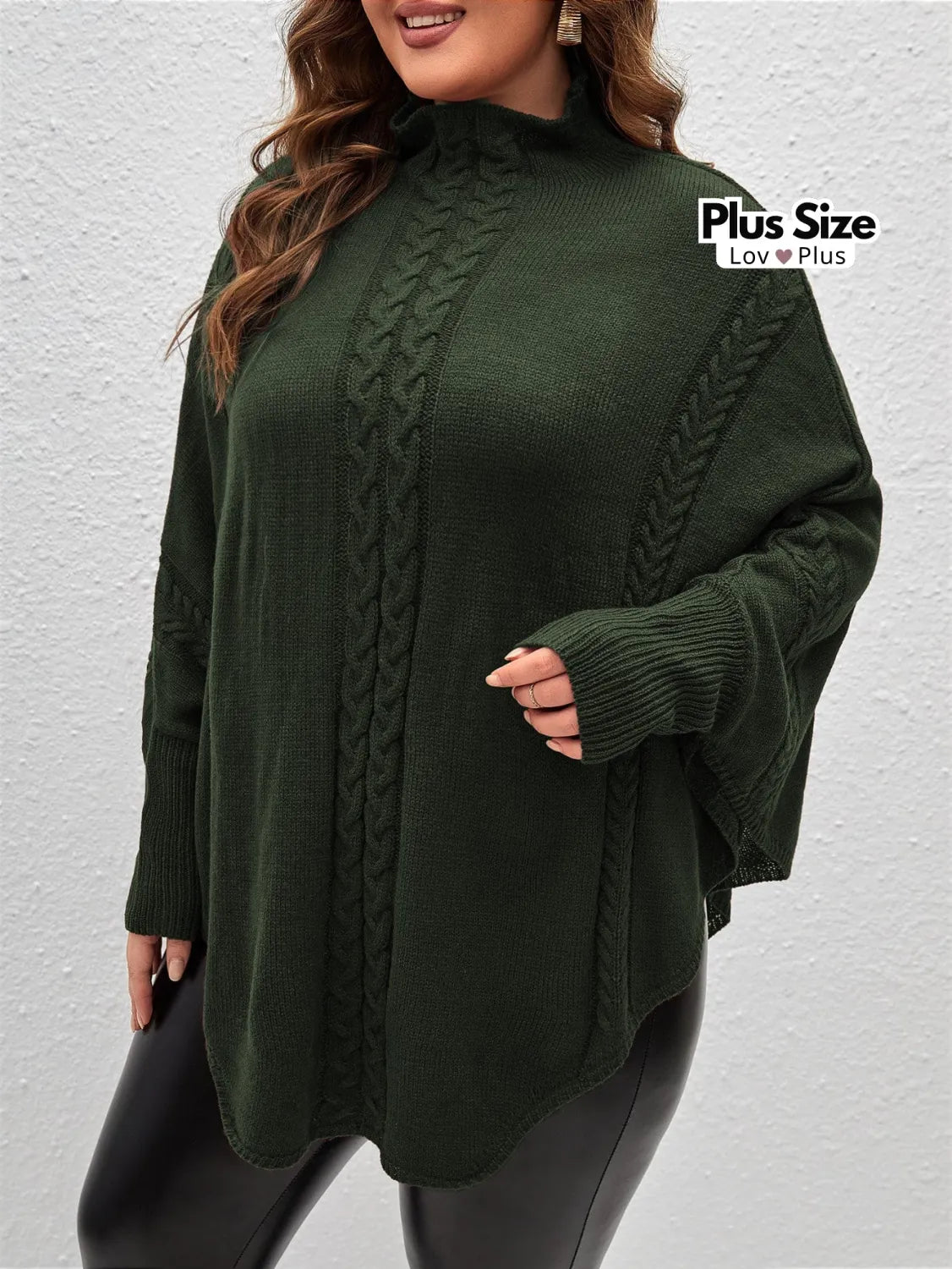 Suéter Longo Plus Size de Gola Alta Suéter Plus Size