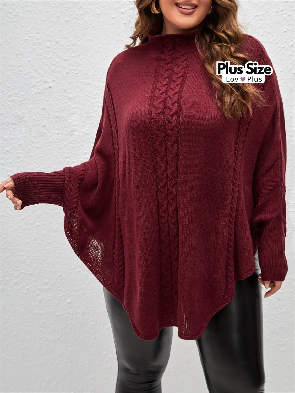 Suéter Longo Plus Size de Gola Alta Suéter Plus Size