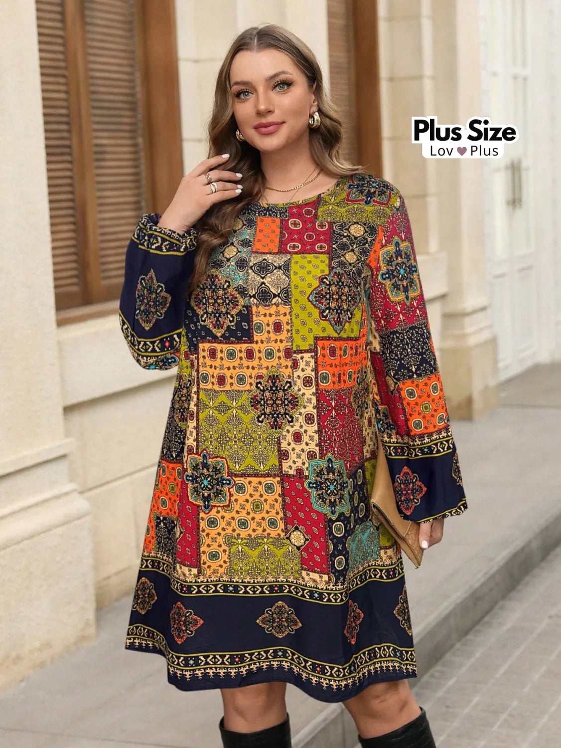 Vestido Estiloso Boho Plus Size em Viscose Vestidos Plus Size