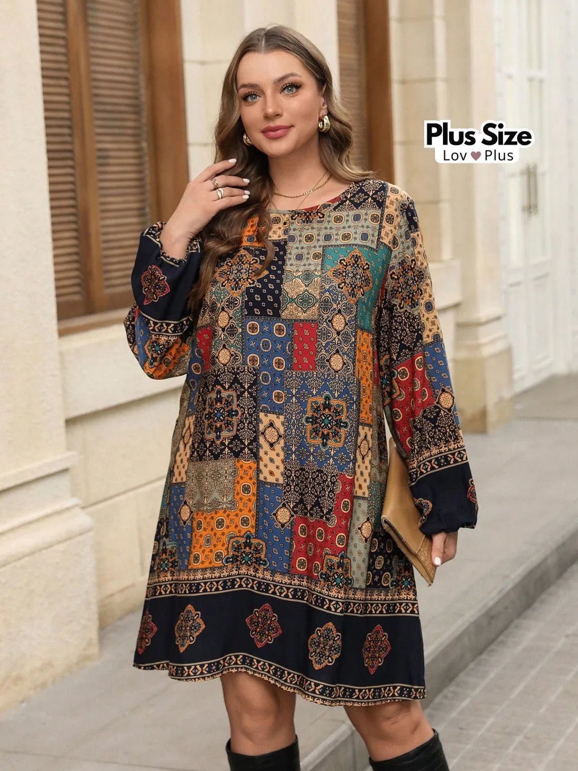 Vestido Estiloso Boho Plus Size em Viscose Vestidos Plus Size